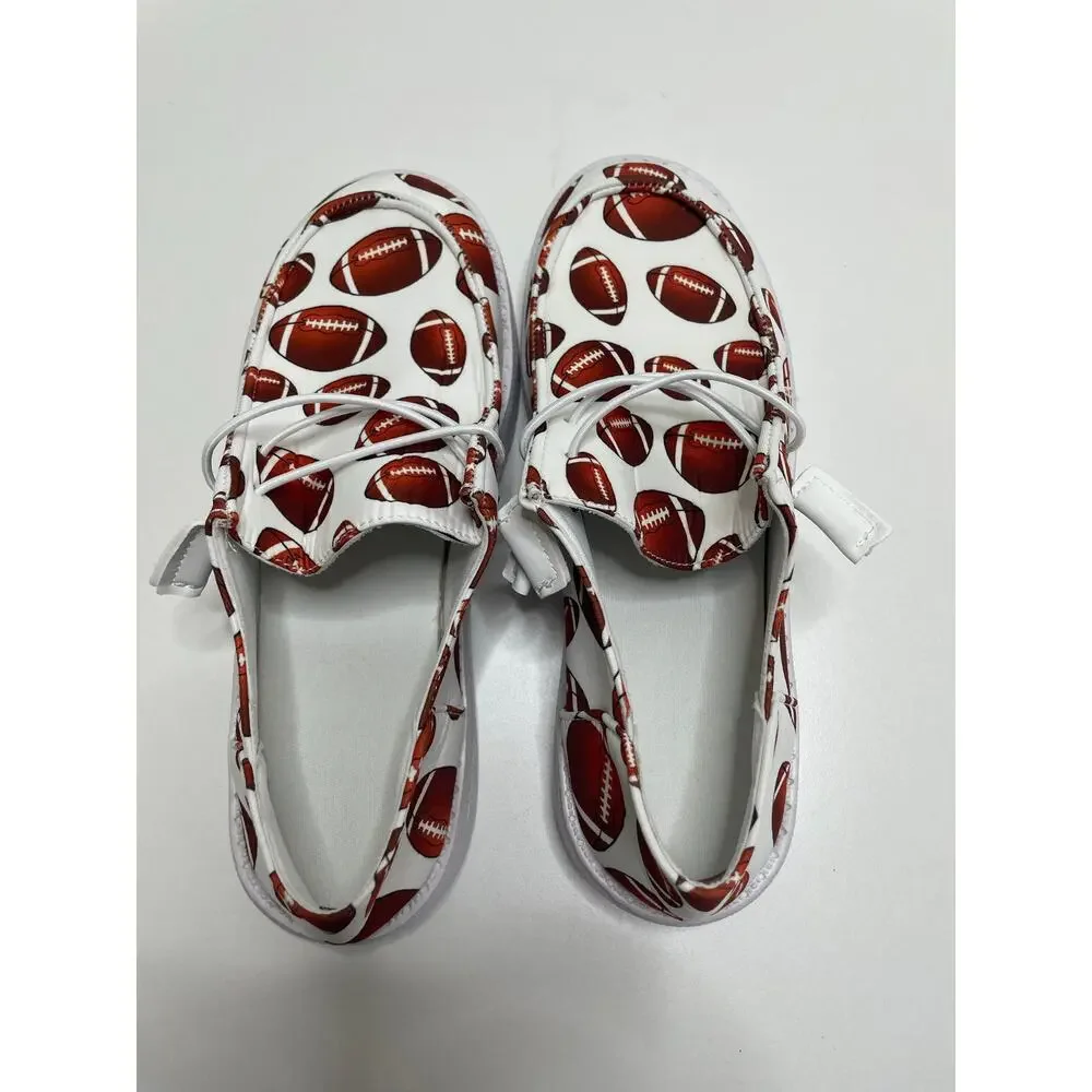 Unbranded Slip On White Shoe Football‎ Graphic All Over Print Eu 37 US 6.5 New